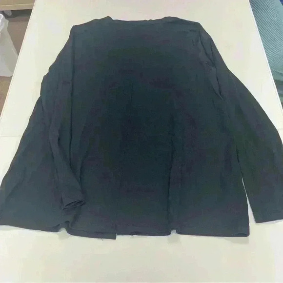 LOGO Lori Goldstein black cardigan Sz S open knit topper top office casual - Picture 8 of 8